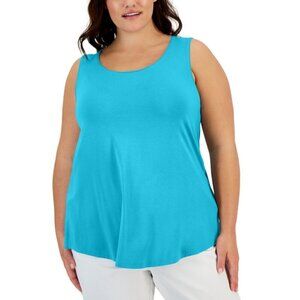 JM Collection Women's Plus Size 0X Blue Solid Tank Top NWT